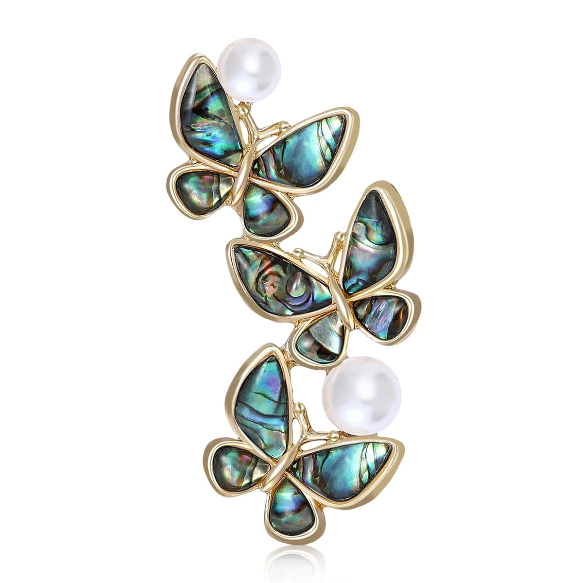 Faux Pearl Butterfly Brooch