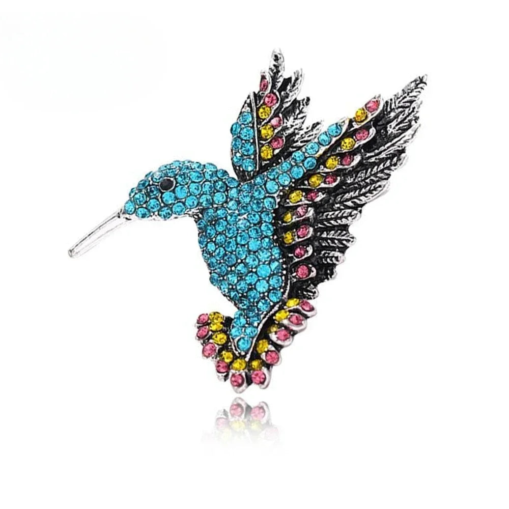 Crystal Hummingbird Brooch