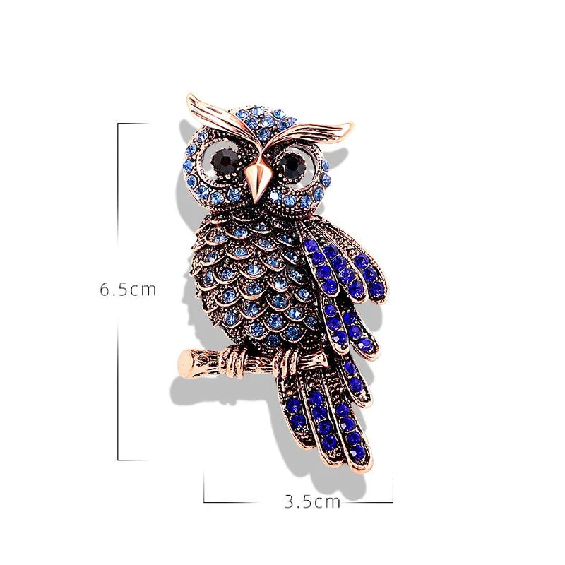 Crystal Owl Brooch