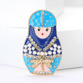Enamel Crystal Matryoshka Doll Brooch