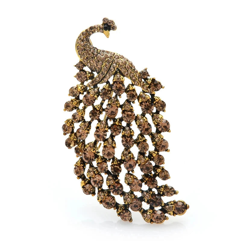 Crystal Peacock Brooch