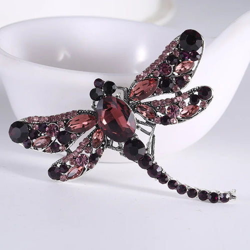 Crystal Dragonfly Brooch