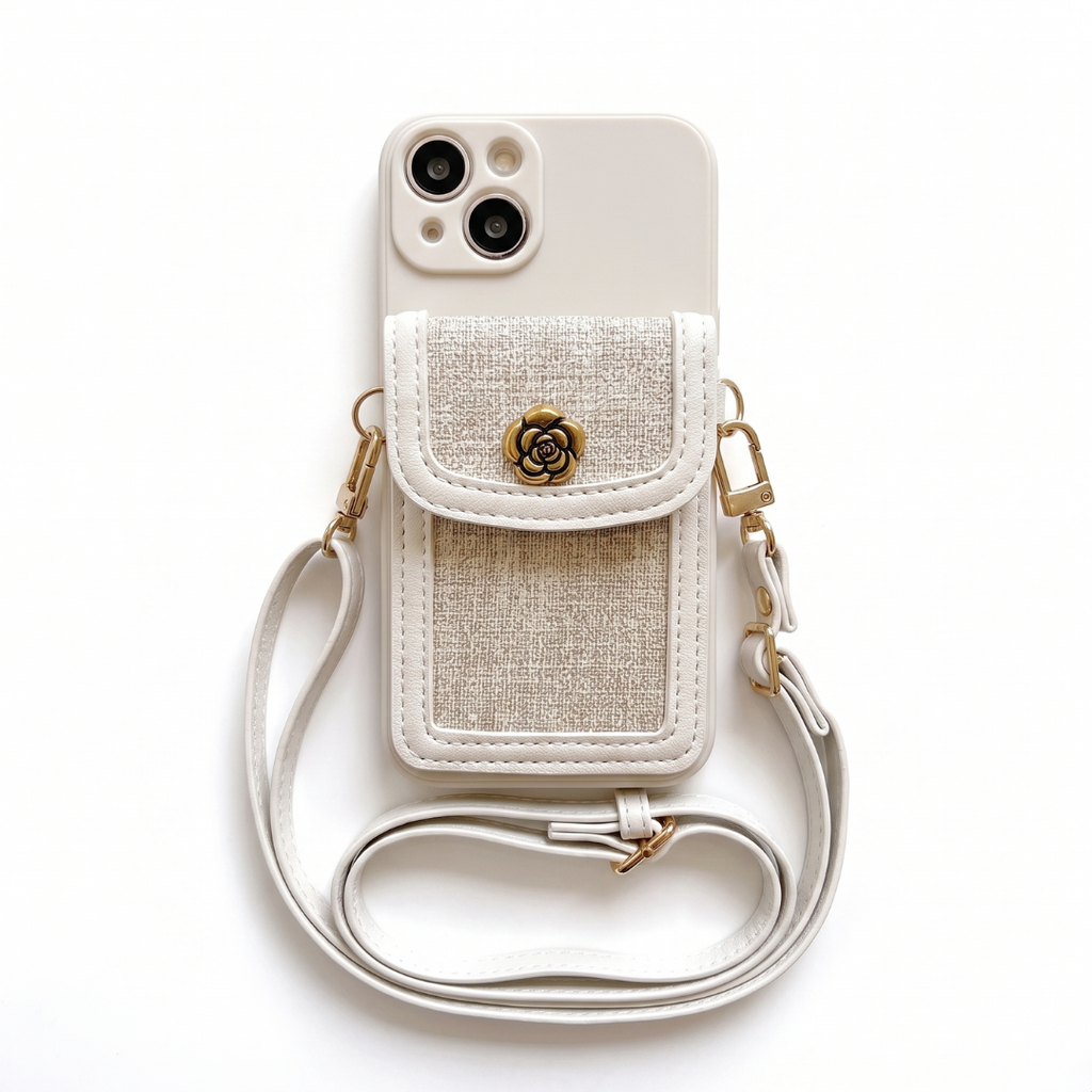Camellia Garden Crossbody Wallet iPhone Case – product image 1