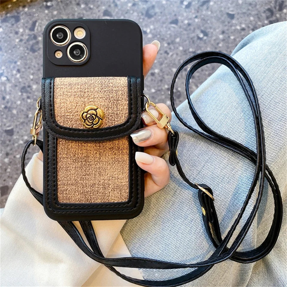 Camellia Garden Crossbody Wallet iPhone Case – product image 4