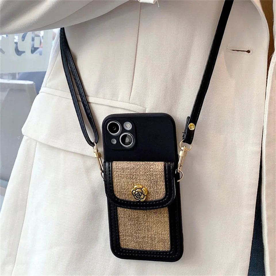 Camellia Garden Crossbody Wallet iPhone Case – product image 5