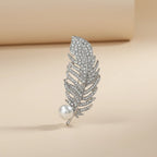 Crystal Feather Brooch