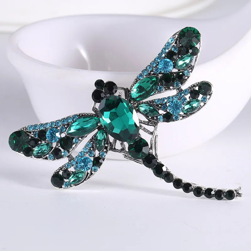 Crystal Dragonfly Brooch