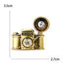 Vintage Enamel Crystal Camera Brooch