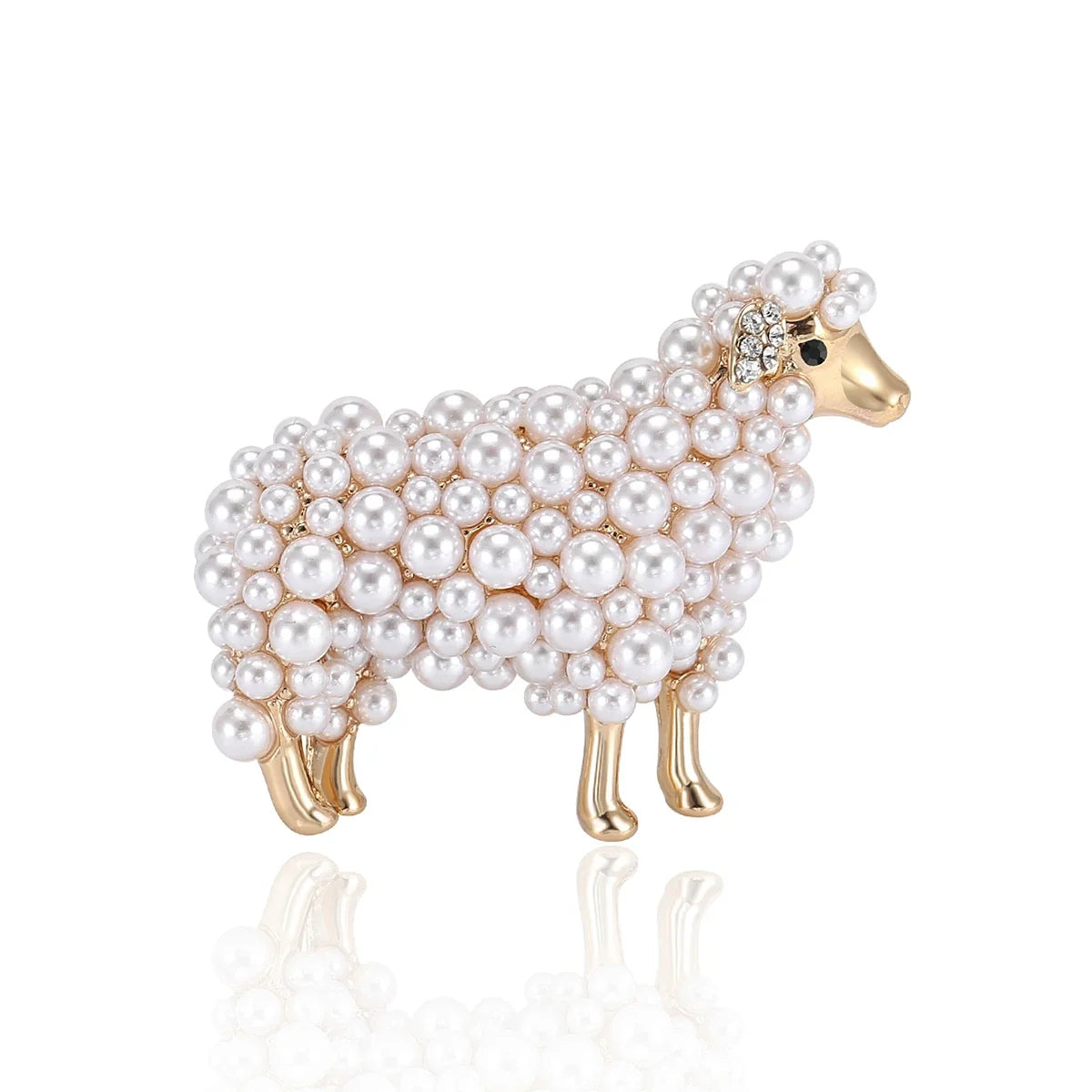 Faux Pearl Sheep Brooch