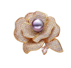 Crystal Rose Flower Brooch