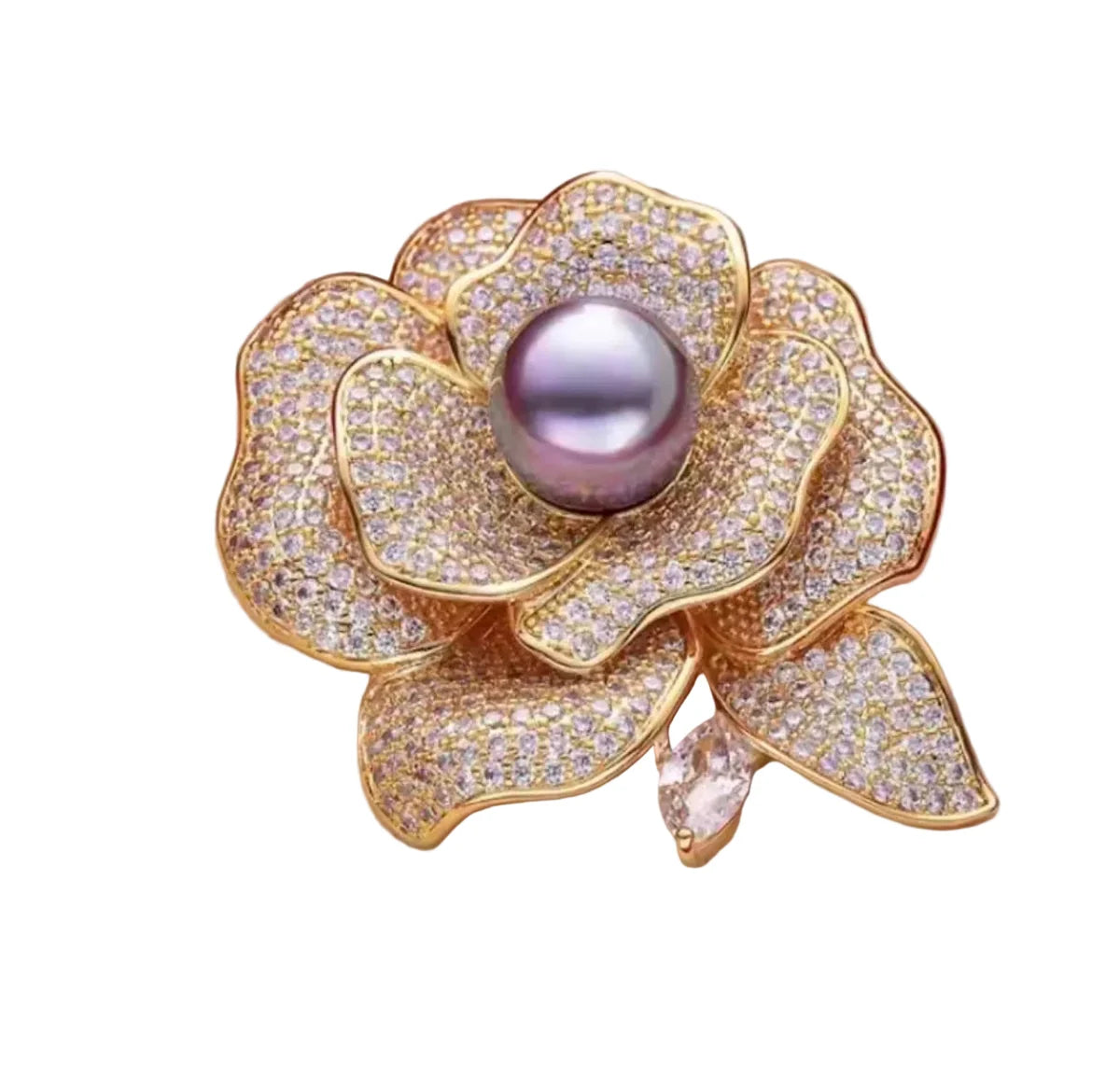 Crystal Rose Flower Brooch