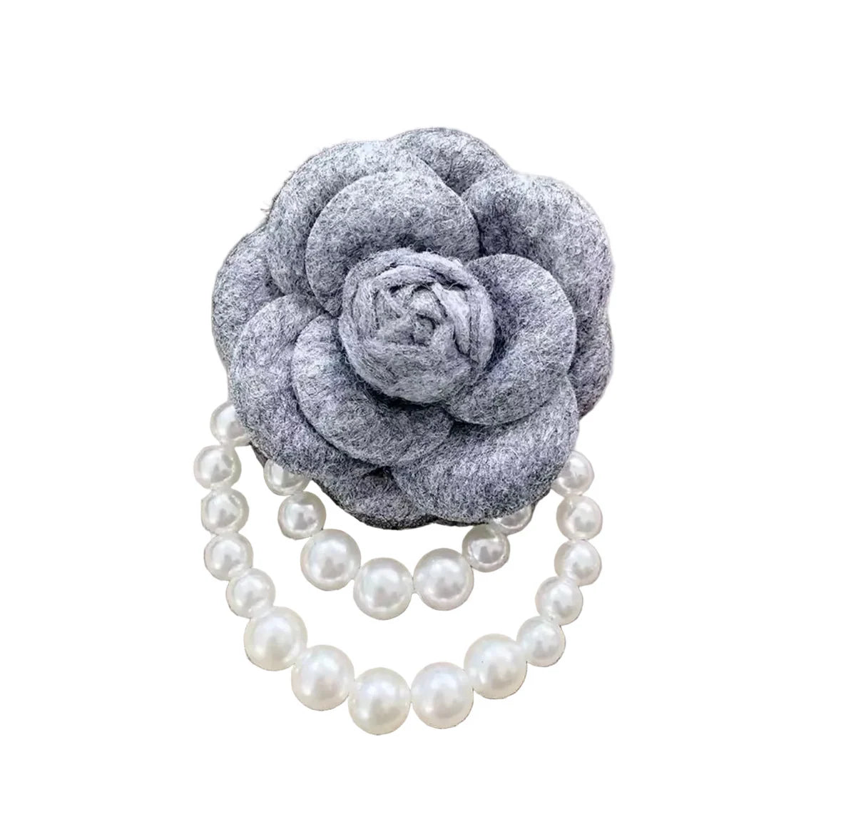Faux Pearl Flower Brooch