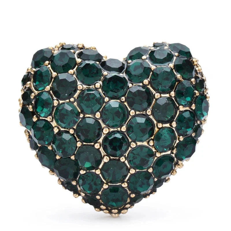 Vintage Crystal Heart Brooch