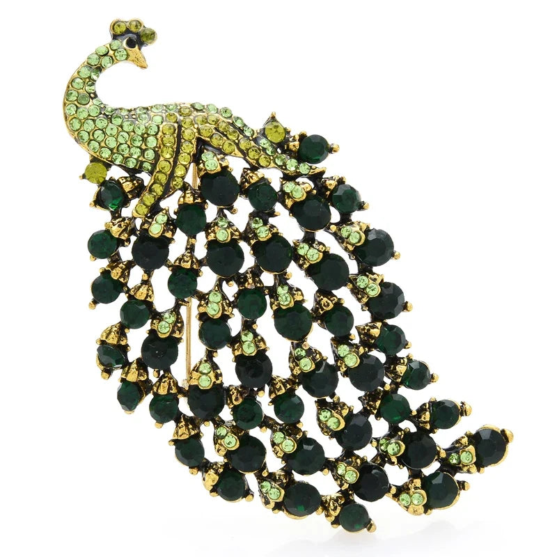 Crystal Peacock Brooch
