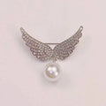 Faux Pearl Crystal Wing Brooch – product view