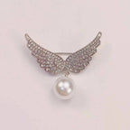 Faux Pearl Crystal Wing Brooch – product view