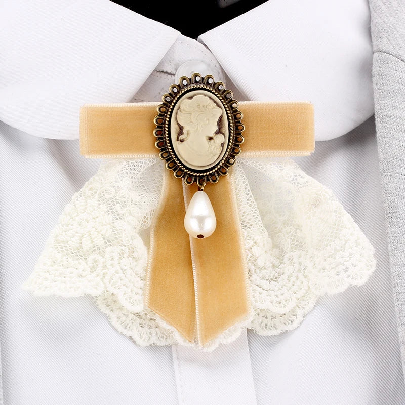 Vintage Faux Pearl Cameo Brooch – product view