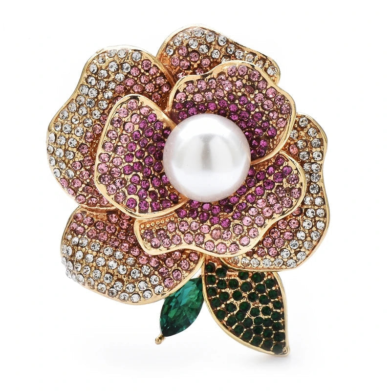 Crystal Rose Flower Brooch – product view