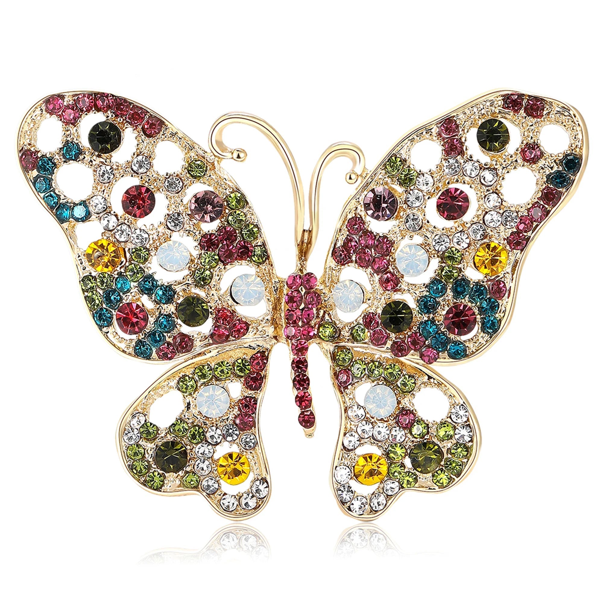 Vintage Crystal Butterfly Brooch – product view