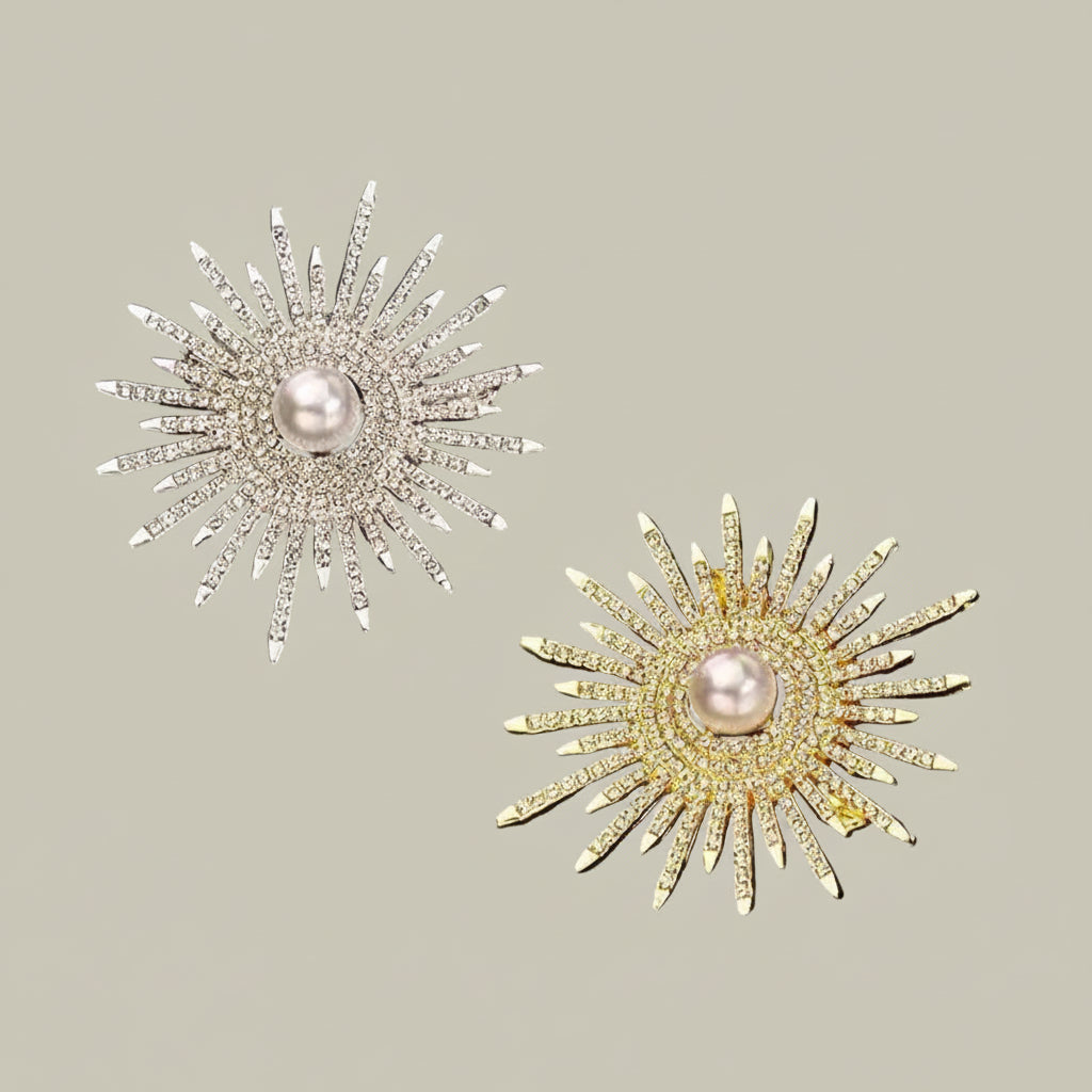 Faux Pearl Sunflower Brooch – product view