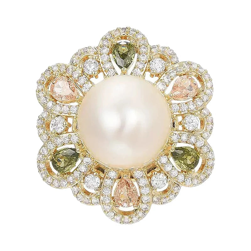 Faux Pearl Flower Brooch – product view