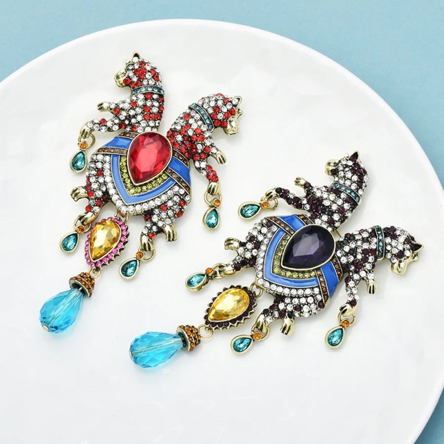 Vintage Crystal Leopard Brooch – product view