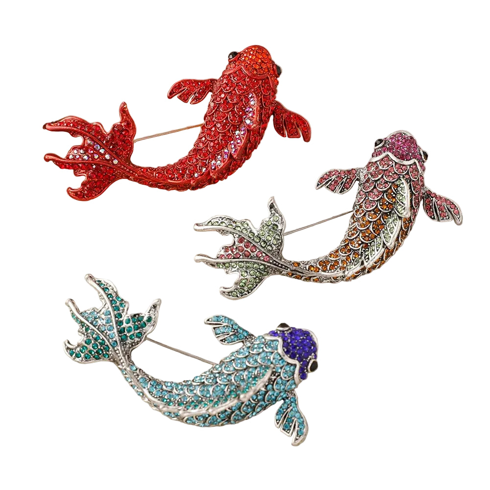 Enamel Crystal Koi Fish Brooch – product view