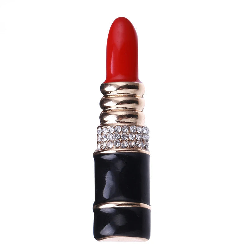 Enamel Crystal Lipstick Brooch – product view