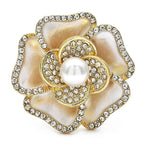 Faux Pearl Crystal Flower Brooch – product view