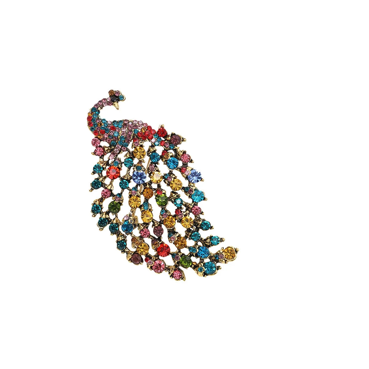 Crystal Peacock Brooch