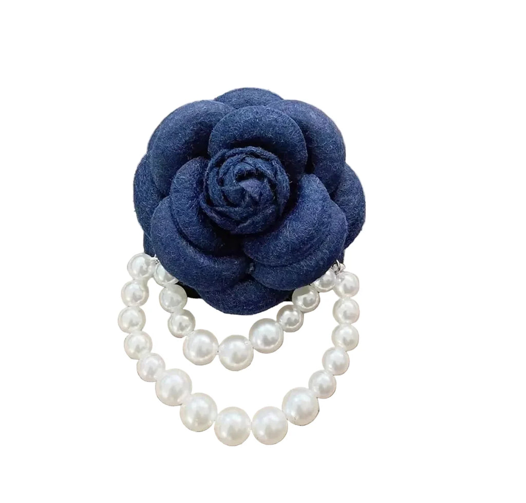 Faux Pearl Flower Brooch