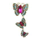 Vintage Crystal Butterfly Brooch Set
