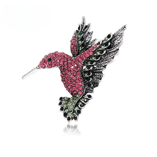 Crystal Hummingbird Brooch