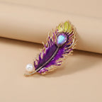 Crystal Feather Brooch