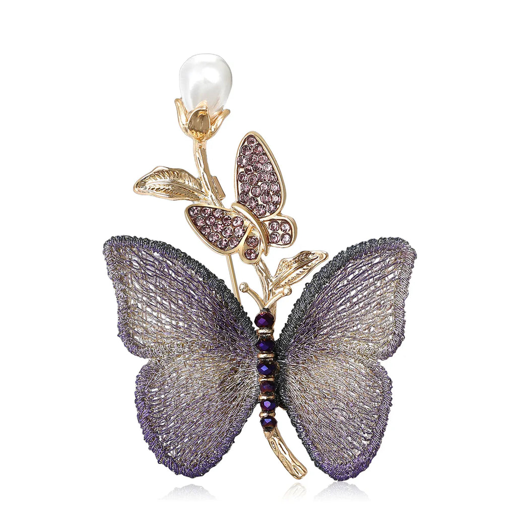 Crystal Butterfly Brooch
