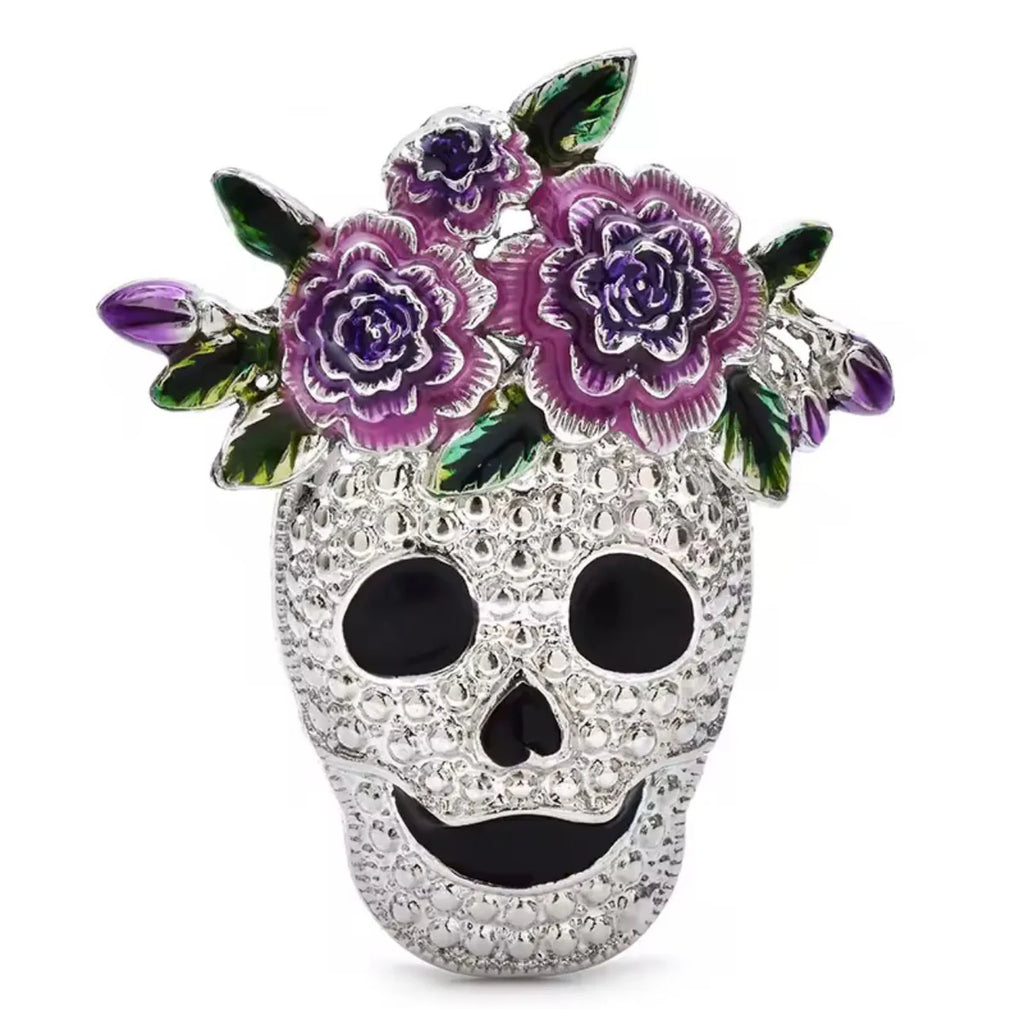 Enamel Skull Brooch
