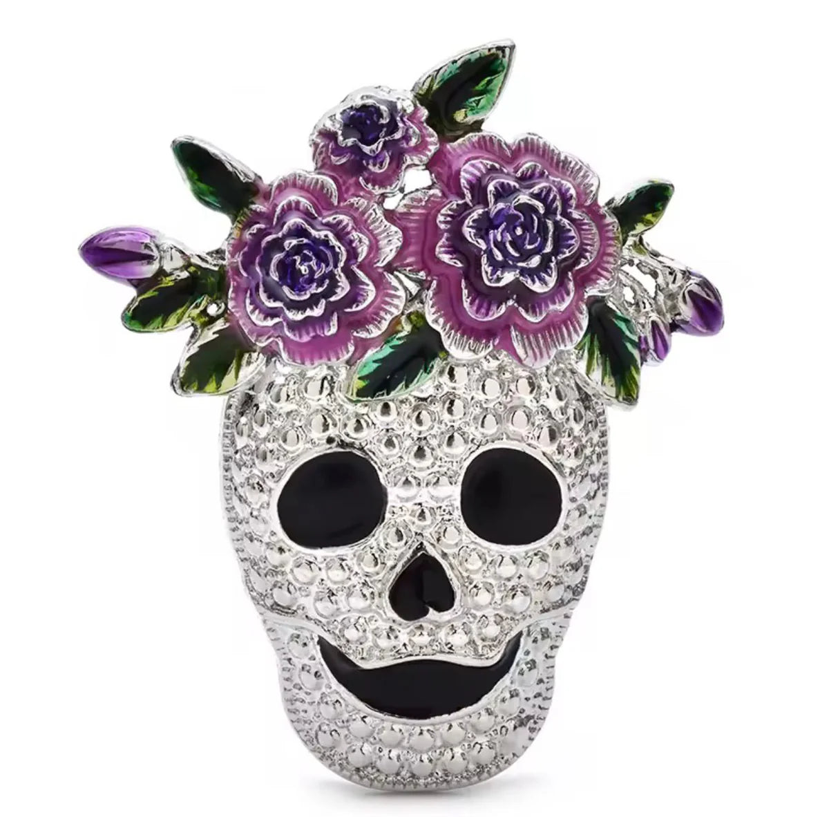 Enamel Skull Brooch