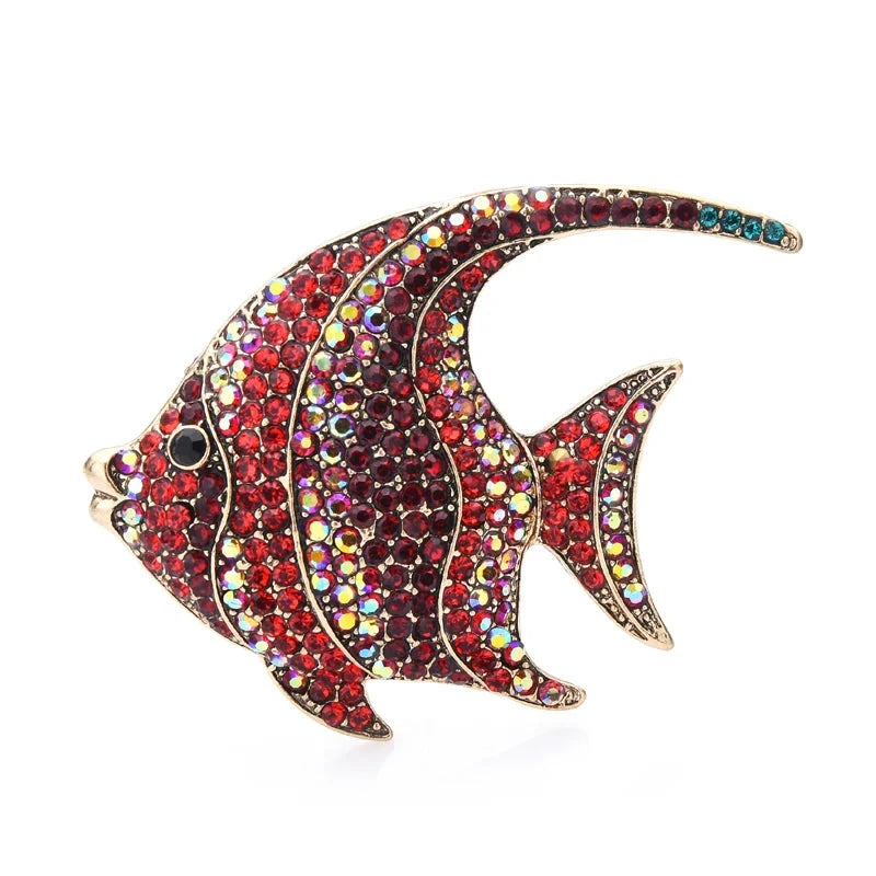 Crystal Fish Brooch