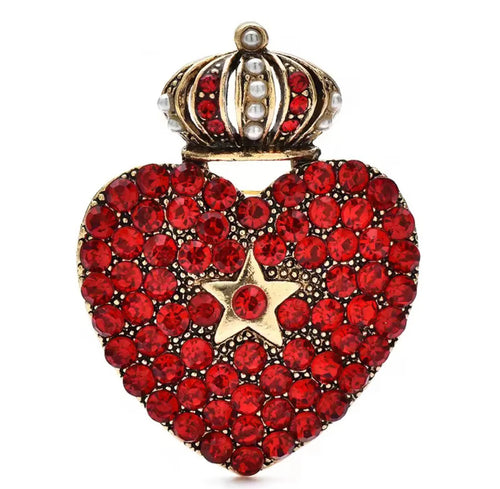 Crystal Heart Brooch