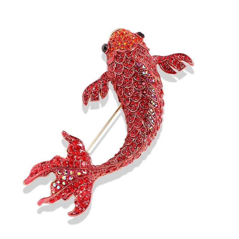 Enamel Crystal Koi Fish Brooch