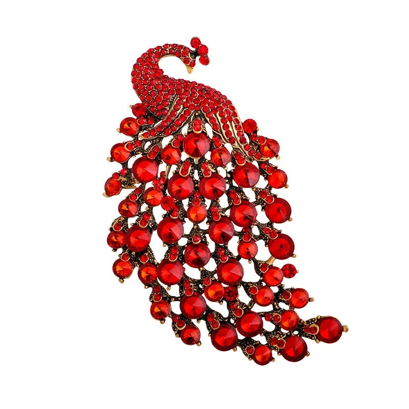 Crystal Peacock Brooch