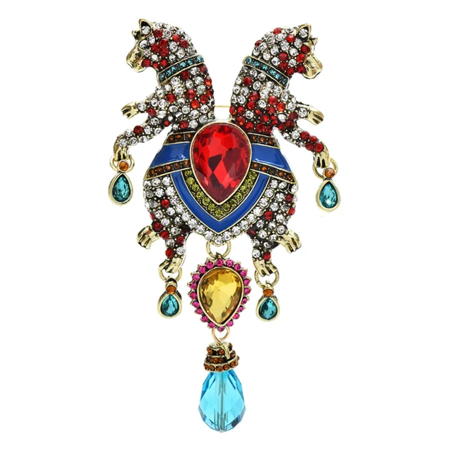 Vintage Crystal Leopard Brooch