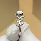 Exquisite 1CT Leaf Moissanite Engagement Ring in Sterling Silver