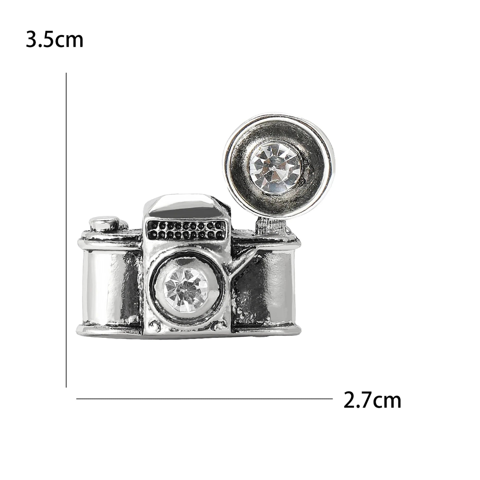 Vintage Enamel Crystal Camera Brooch