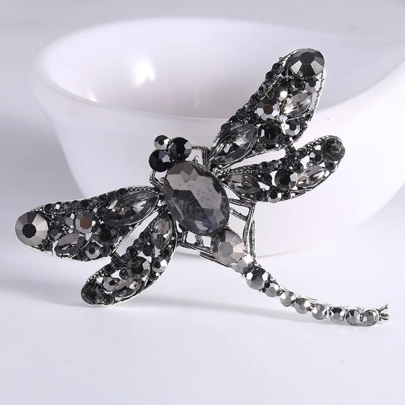Crystal Dragonfly Brooch