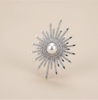 Faux Pearl Sunflower Brooch