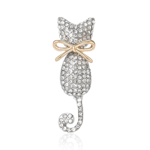 Crystal Cat Brooch