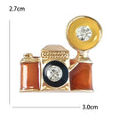 Vintage Enamel Crystal Camera Brooch