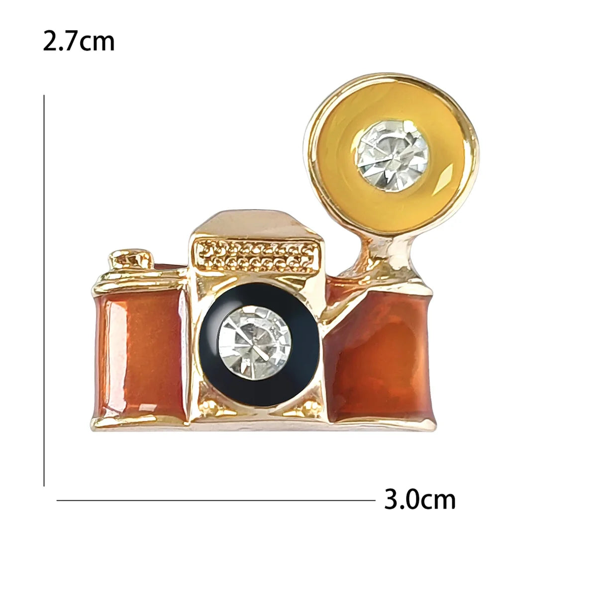 Vintage Enamel Crystal Camera Brooch