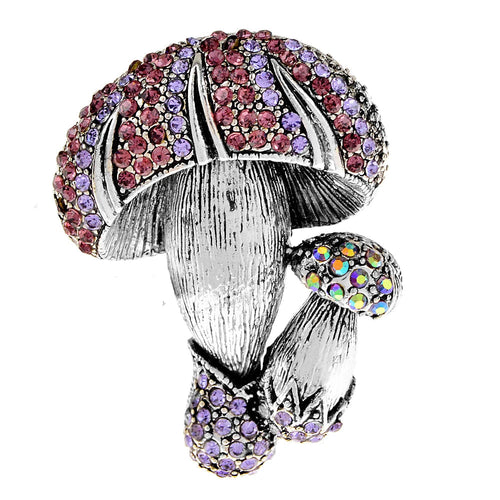 Crystal Double Mushroom Brooch – product view